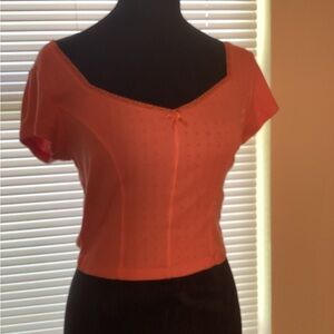 SO Orange Crop Blouse with Fitted Design, Med